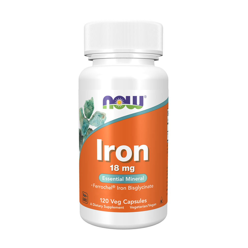 NOW Foods Iron 18mg (120 capsules) Front cover