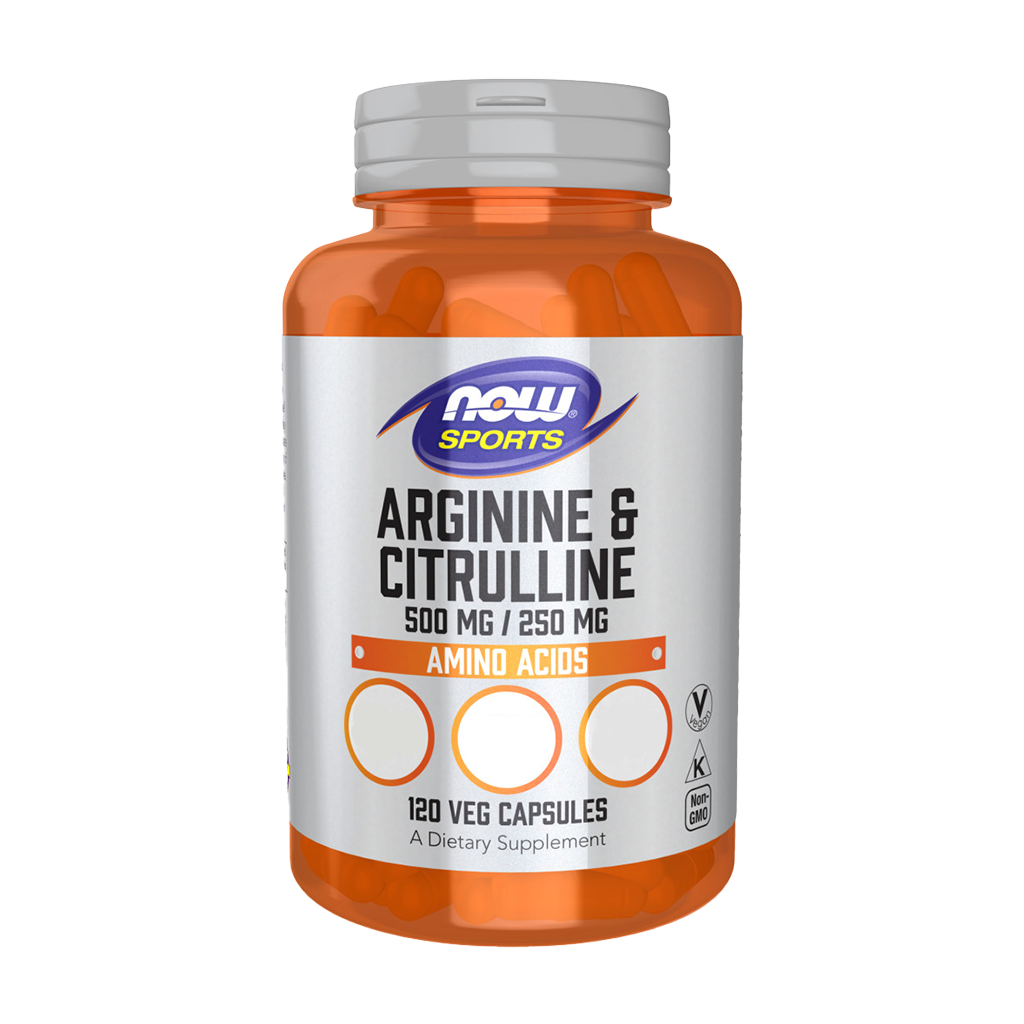 now foods arginine citruline 500mg 250mg 120 capsules voorkant