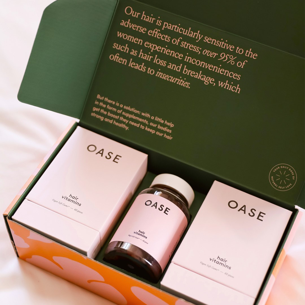 oasis hair vitamins influencer box 3 atmosphere box in bed