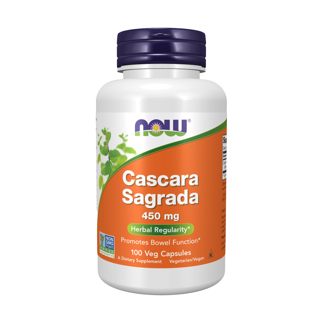 NOW Foods Cascara Sagrada 450 mg 100 capsules front.
