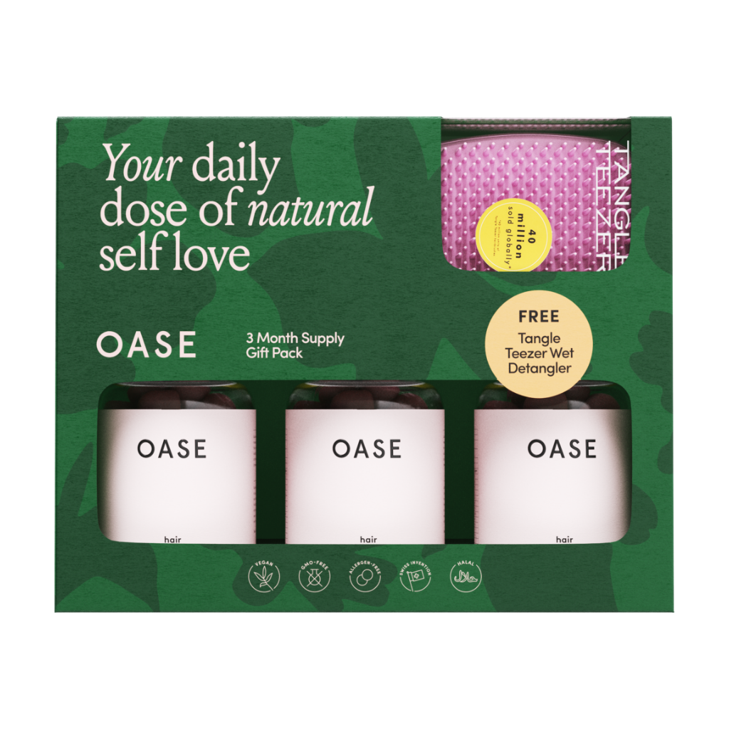 oasis hair vitamins 3 month giftpack tangle teezer front cover