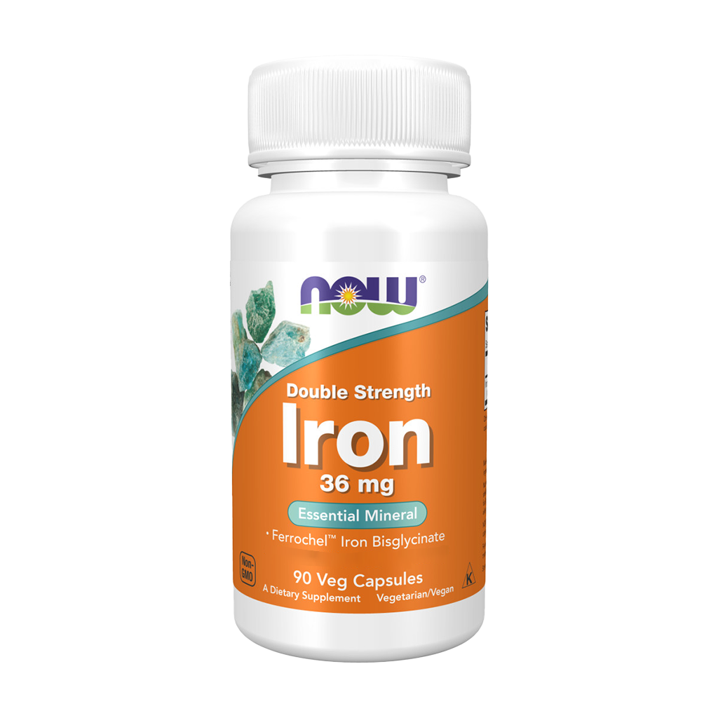 NOW Foods Iron 36mg Double Strength (90 capsules) Front cover
