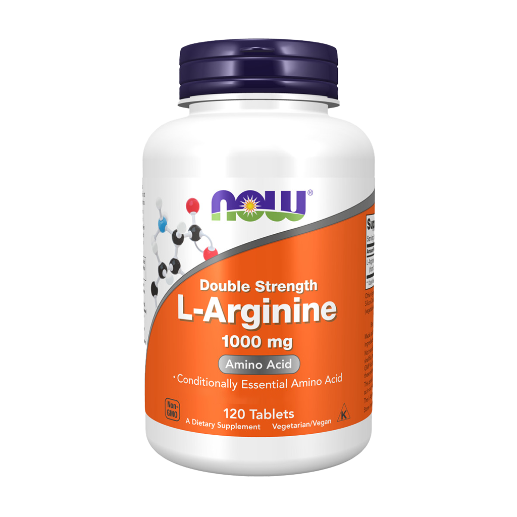 now foods l arginine 1000mg precursor of nitric oxide 120 tablets front cover