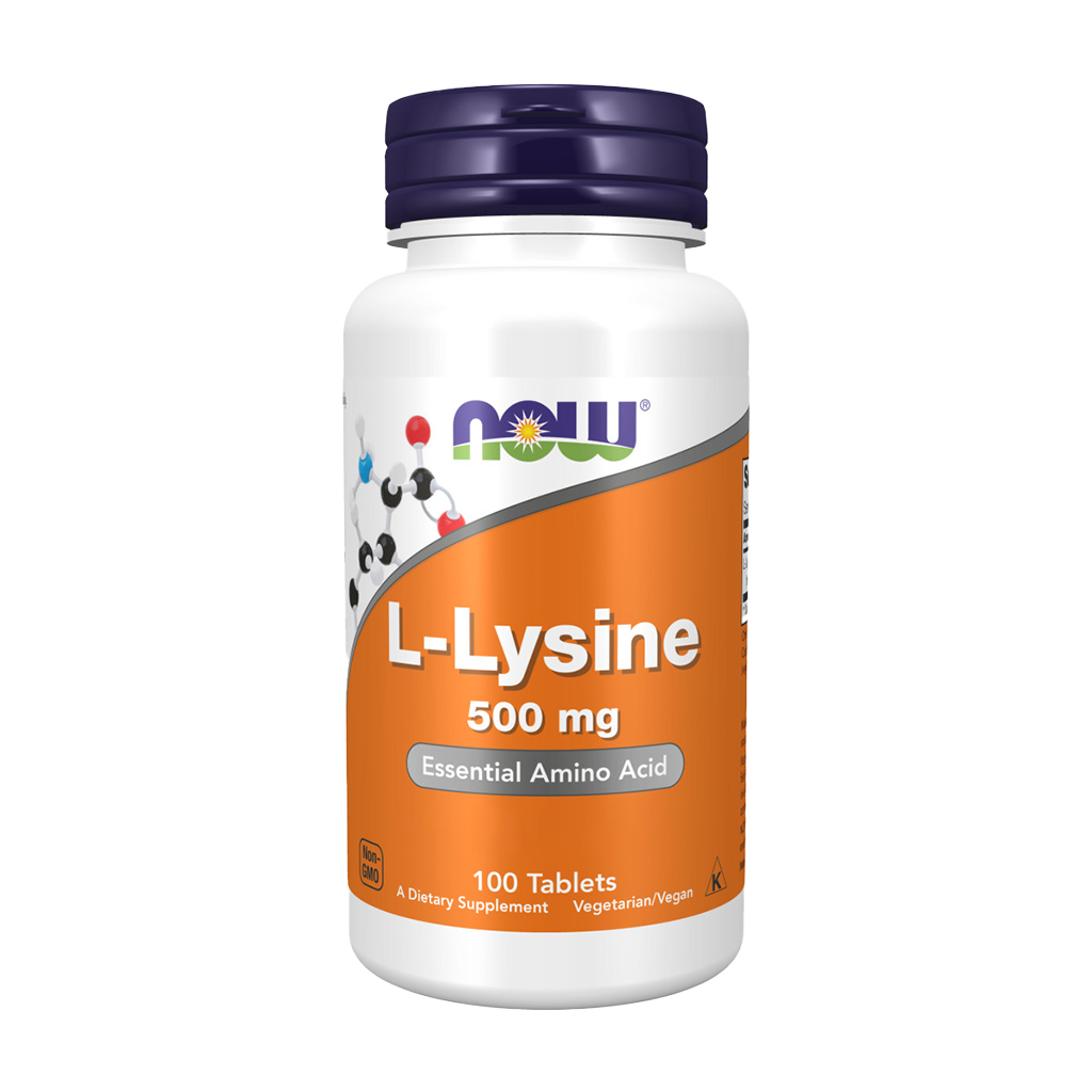 NOW Foods L-Lysine (L-Lysine Hydrochloride) 500 mg Front cover