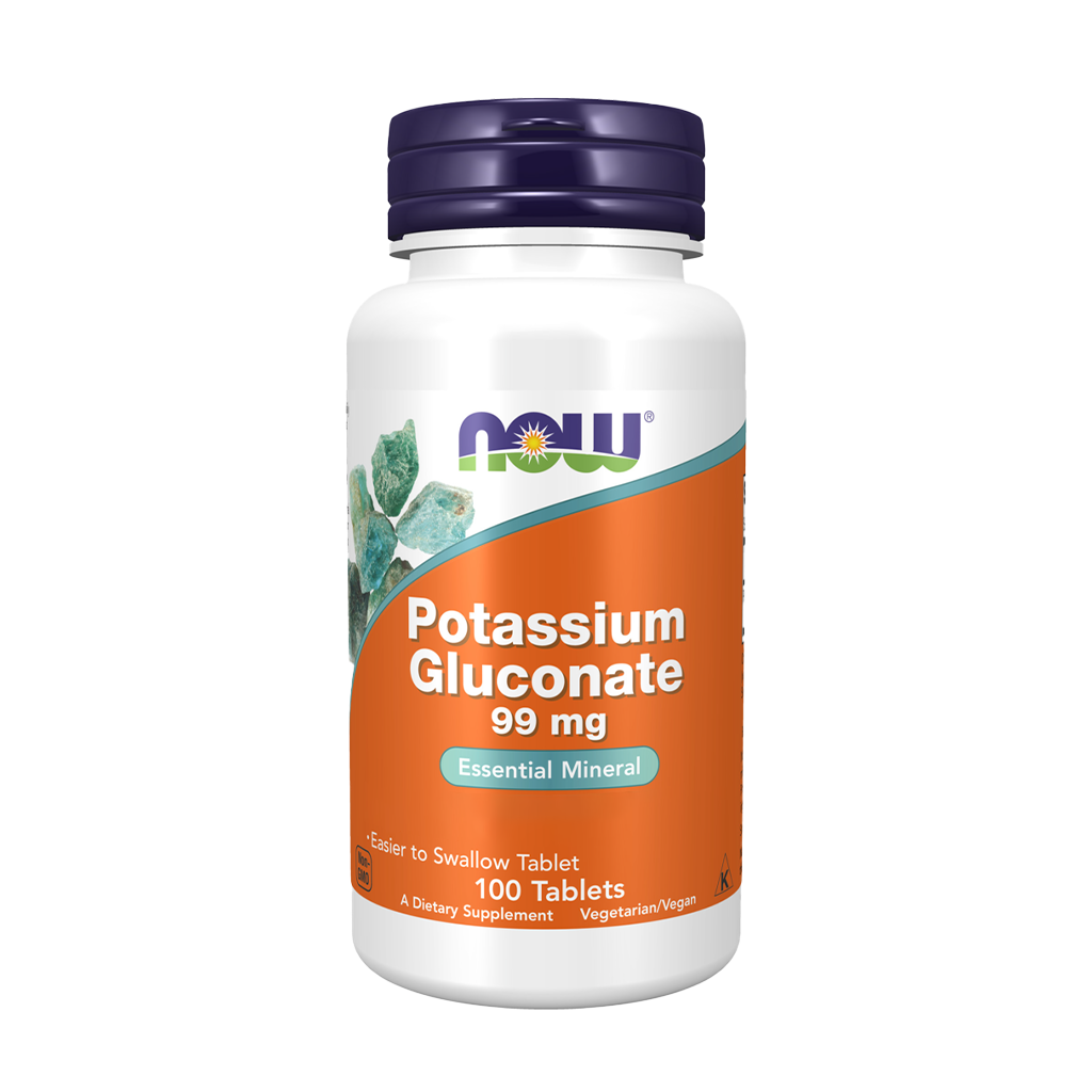 NOW Foods Potassium (Potassium) Gluconate (100 Tablets) Front