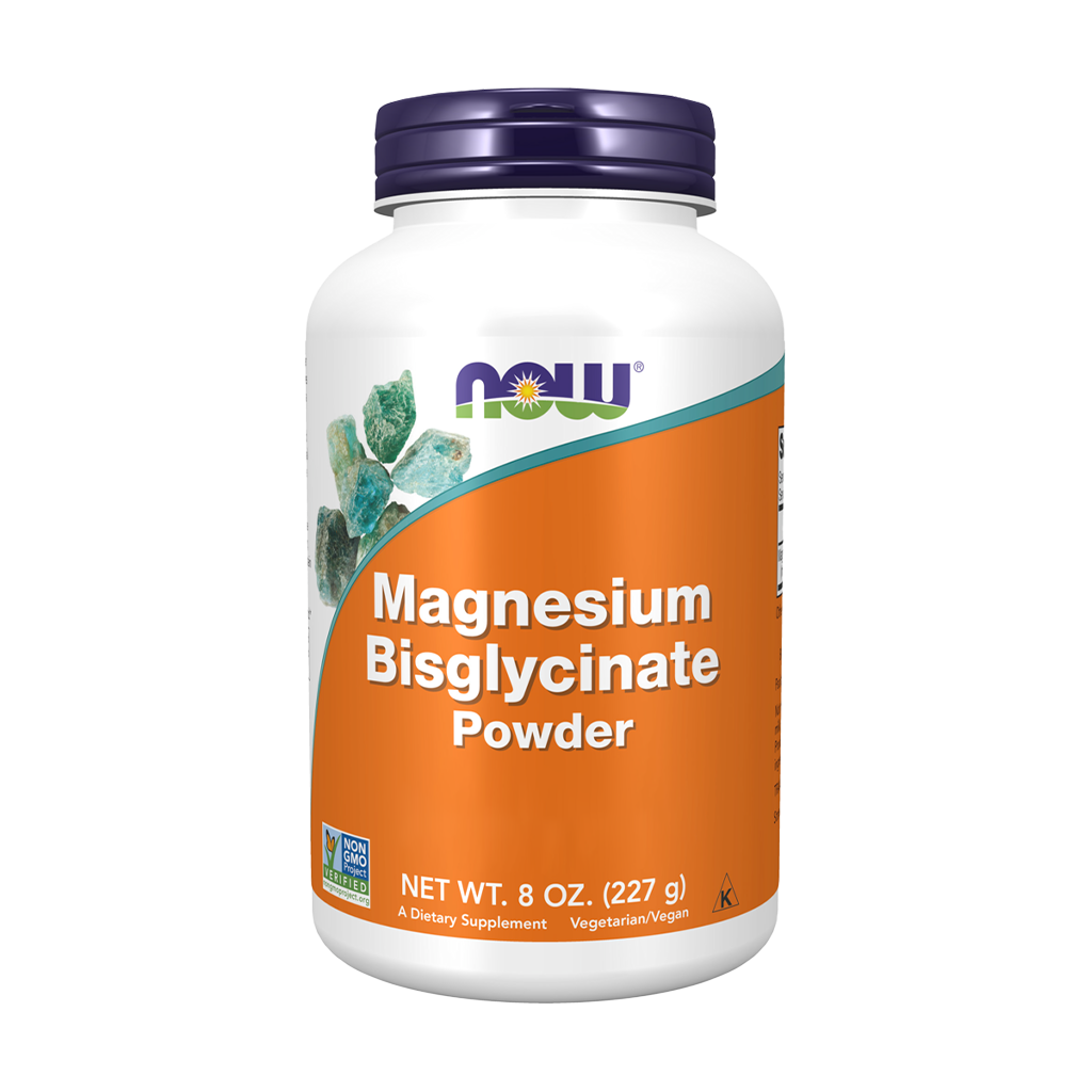 NOW Foods Magnesium Bisglycinate Powder (227 gr) Front