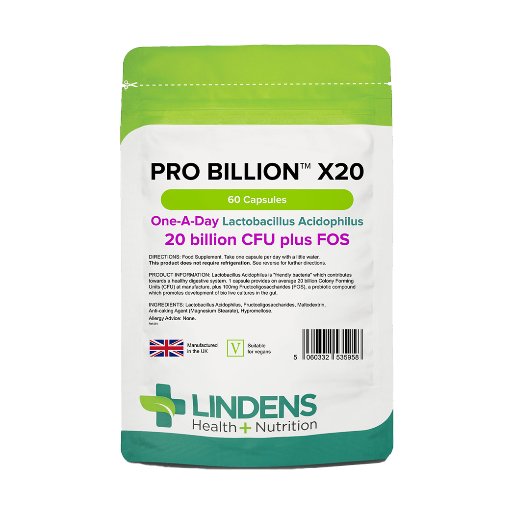 Lindens pro billion X20 60 capsules front.