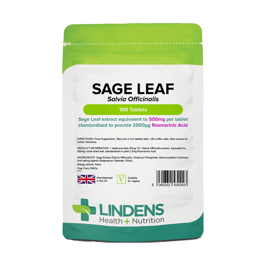 production_listings_LINSAFELEAF100TAB_Lindens sage leaf 500 mg 100 tablets front cover