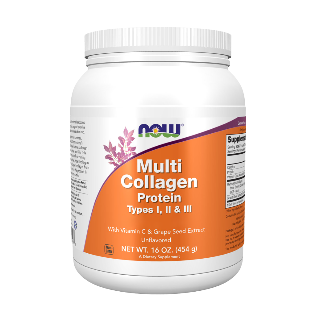 NOW Foods Multi Collagen Protein Types I, II & III Powder (454 gr.) Front cover