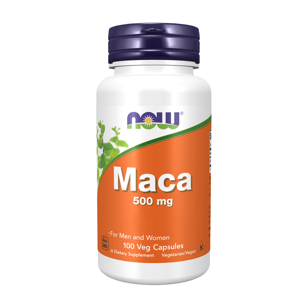 NOW Foods MACA 500 mg (100 vegan capsules) Front