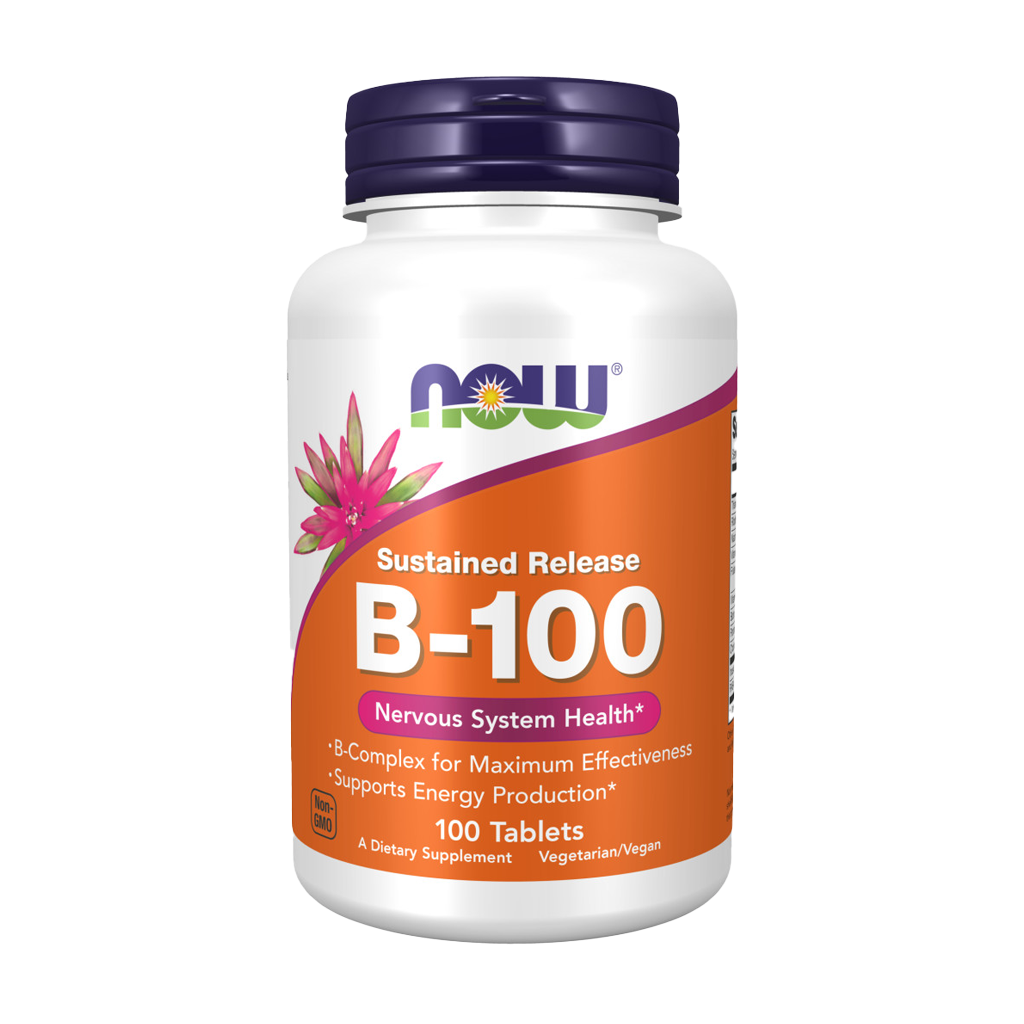 NOW Foods Vitamin B-100 Sustained release (100 tablets) Front cover